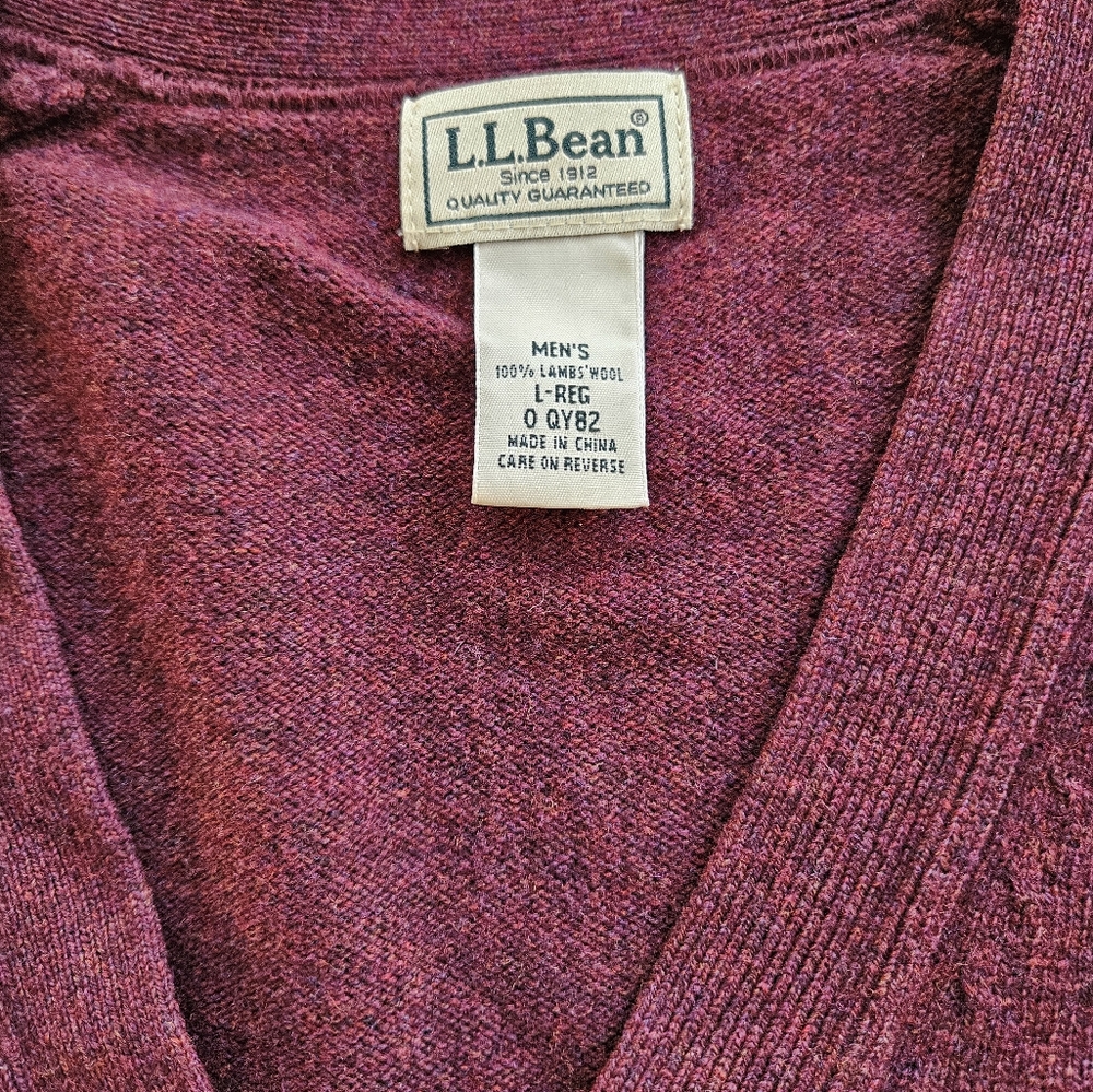EUC L.L. Bean 100% wool cardigan Sz men's L - Picture 2 of 9